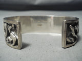 Native American Very Rare Vintage Navajo Carico Lake Turquoise Sterling Silver Bracelet-Nativo Arts