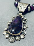One Of The Most Beautiful Vintage Native American Navajo Sugulite Sterling Silver Necklace-Nativo Arts