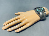Gigantic Vintage Native American Navajo Pilot Mountain Turquoise Sterling Silver Bracelet-Nativo Arts