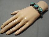 Rare Vintage Navajo #8 Turquoise Sterling Silver Native American Bracelet-Nativo Arts