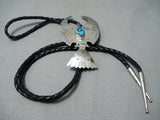 Dynamic Vintage Native American Navajo Sleeping Beauty Turquoise Sterling Silver Bolo Old-Nativo Arts