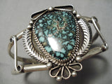 Important Vintage Native American Navajo Last Chance Turquoise Sterling Silver Bracelet Old-Nativo Arts