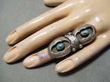 Exceptional Vintage Native American Navajo Bisbee Turquoise Sterling Silver Ring Old-Nativo Arts