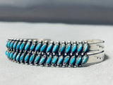 Important Early Vintage Native American Zuni Slanted Turquoise Sterling Silver Bracelet-Nativo Arts