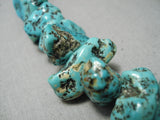 Chunky Huge Vintage Native American Navajo Spiderweb Turquoise Nuggets Necklace Old-Nativo Arts