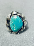 Unique Hallmark Vintage Native American Navajo Turquoise Sterling Silver Leaf Ring-Nativo Arts