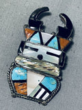 Unique Vintage Native American Zuni Turquoise Sterling Silver Pin/ Pendant-Nativo Arts