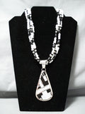 Native American Very Important Dan Coriz Santo Domingo Sterling Silver Black White Necklace-Nativo Arts