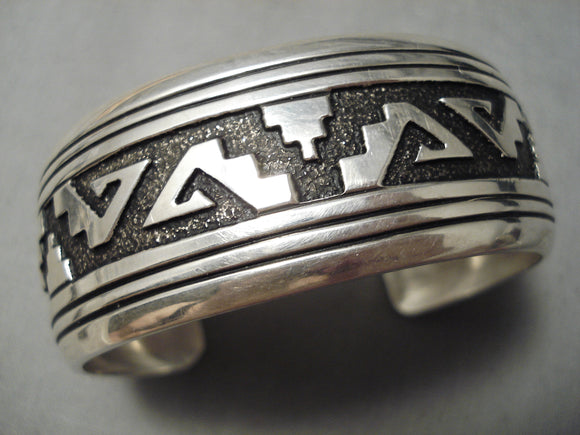 Authentic Vintage Native American Navajo Thomas Singer Sterling Silver Bracelet Cuff-Nativo Arts