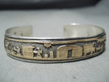 Phenomenal Native American Navajo Sterling Silver 12k Gold Storyteller Bracelet-Nativo Arts