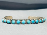 Sturdy Signed Domed Turquoise Vintage Native American Navajo Sterling Silver Bracelet-Nativo Arts