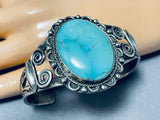 Superb Vintage Native American Navajo Green Turquoise Sterling Silver Bracelet-Nativo Arts