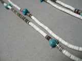 Marvelous Vintage Native American Navajo Turquoise Nugget Brown White Heishi Necklace Old-Nativo Arts