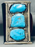 One Of The Best Biggest Vintage Native American Navajo Turquoise Sterling Silver Ketoh Bracelet-Nativo Arts