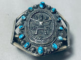 Kachina Bisbee Turquoise Vintage Native American Navajo Sterling Silver Bracelet-Nativo Arts