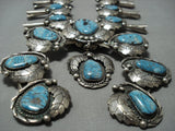 336 Gram Huge Vintage Native American Jewelry Navajo Turquoise Sterling Silver Squash Blossom Necklace-Nativo Arts