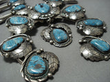 336 Gram Huge Vintage Native American Jewelry Navajo Turquoise Sterling Silver Squash Blossom Necklace-Nativo Arts