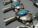 336 Gram Huge Vintage Native American Jewelry Navajo Turquoise Sterling Silver Squash Blossom Necklace-Nativo Arts