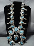 336 Gram Huge Vintage Native American Jewelry Navajo Turquoise Sterling Silver Squash Blossom Necklace-Nativo Arts
