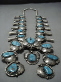 336 Gram Huge Vintage Native American Jewelry Navajo Turquoise Sterling Silver Squash Blossom Necklace-Nativo Arts