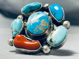 Tremendous Vintage Native American Navajo Turquoise Sterling Silver Ring Signed Abel Toledo-Nativo Arts