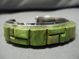 The Best Native American Navajo Gaspeite Sterling Silver Native American Navajo Inlay Bracelet-Nativo Arts