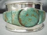 Heavy 150 Grams Vintage Native American Navajo Royston Turquoise Inlay Sterling Silver Bracelet-Nativo Arts