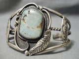 Incredible Vintage Native American Navajo #8 Turquoise Sterling Silver Leaf Bracelet Old-Nativo Arts