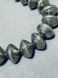 210 Gram Vintage Native American Navajo Hand Tooled Coin Silver Necklace-Nativo Arts