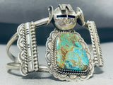 Important Native American Navajo Turquoise Kachina Sterling Silver Bracelet Cuff-Nativo Arts