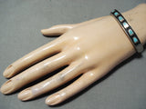 Animal Tracks Vintage Zuni Native American Navajo Turquoise Sterling Silver Bracelet-Nativo Arts