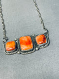 Vibrant Native American Navajo Spiny Oyster Sterling Silver Necklace-Nativo Arts