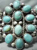 Huge Vintage Native American Navajo Domed Turquoise Sterling Silver Cluster Bracelet-Nativo Arts