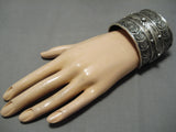 One Heaviest Native American Navajo Sterling Silver Hand Wrought Bracelet Cuff-Nativo Arts