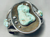 Important Cripple Creek Turquoise Vintage Native American Navajo Sterling Silver Bracelet-Nativo Arts