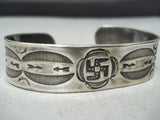 Early Whirling Logs Vintage Native American Navajo Sterling Silver Bracelet-Nativo Arts