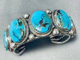 Awesome Native American Navajo Signed 5 Red Mountain Turquoise Sterling Silver Bracelet-Nativo Arts