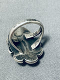 Beautiful Vintage Native American Navajo Pilot Mountain Turquoise Sterling Silver Ring-Nativo Arts