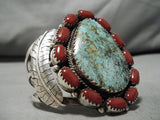 One Of The Best Biggest Vintage Native American Navajo #8 Turquoise Sterling Silver Bracelet Old-Nativo Arts