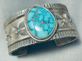 Heavy 100 Gram Vintage Native American Navajo Carico Lake Turquoise Sterling Silver Bracelet-Nativo Arts