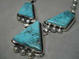 Important Jeanette Dale Blue Diamond Turquoise Native American Navajo Sterling Silver Necklace-Nativo Arts