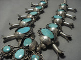 338 Gram Vintage Native American Navajo Turquoise Sterling Silver Squash Blossom Necklace Old-Nativo Arts