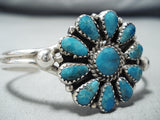 Red Tso Navajo Turquoise Cluster Sterling Silver Bracelet Native American-Nativo Arts