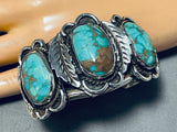 Quality Vintage Native American Navajo Royston Turquoise Sterling Silver Leaf Bracelet-Nativo Arts