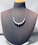 Hand Tooled Vintage Native American Navajo Sterling Silver Bead Necklace Old-Nativo Arts