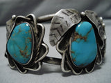 Very Rare Blue Thunder Turquoise Vintage Native American Navajo Sterling Silver Bracelet-Nativo Arts