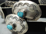 Superb Vintage Native American Navajo Kingman Turquoise Sterling Silver Concho Belt-Nativo Arts
