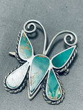 Exceptional Vintage Native American Navajo Turquoise Sterling Silver Butterfly Pin-Nativo Arts