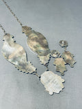 One Of Most Intricate Ever Vintage Native American Zuni Turquoise Inlay Sterling Silver Necklace-Nativo Arts