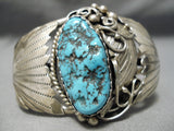 Detailed!! Vintage Native American Navajo Turquoise Sterling Silver Leaf Bracelet Old-Nativo Arts